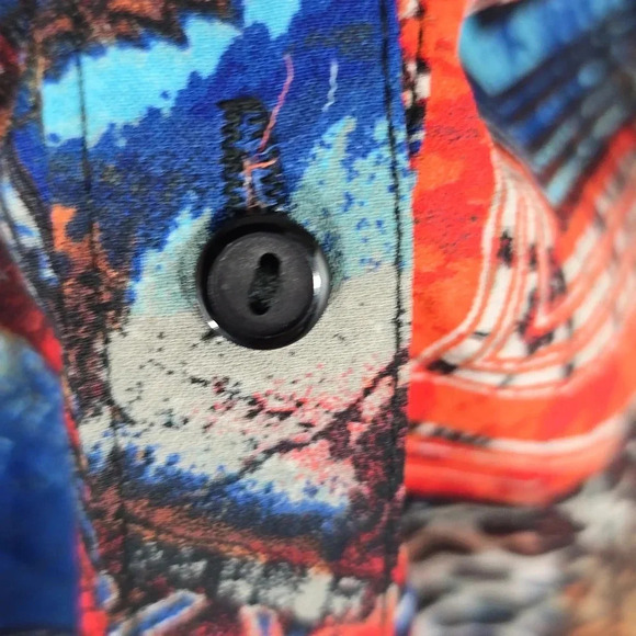 {NY Collection} Women's Abstract Print Long Sleeve Button Down Blouse - Size S - Picture 9 of 11